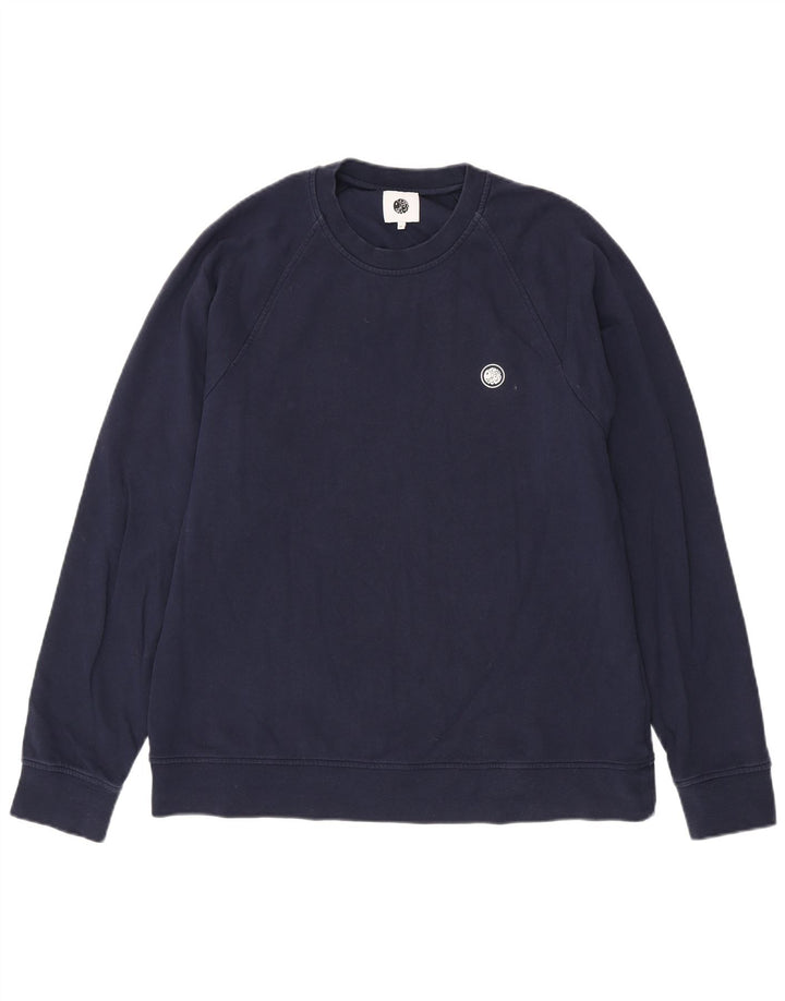 Felpa da uomo piuttosto verde, maglione XL, cotone blu navy