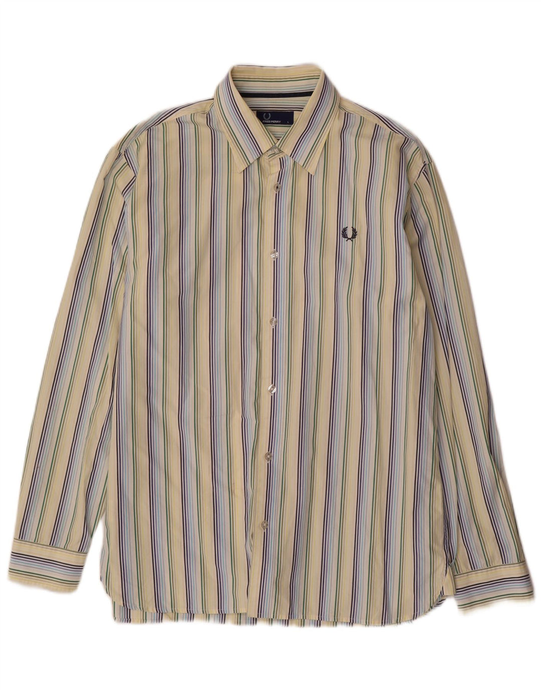 Camicia da uomo Fred Perry grande in cotone gessato giallo