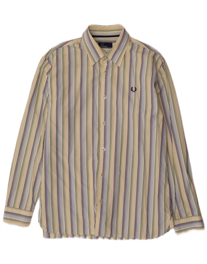 Camicia da uomo Fred Perry grande in cotone gessato giallo