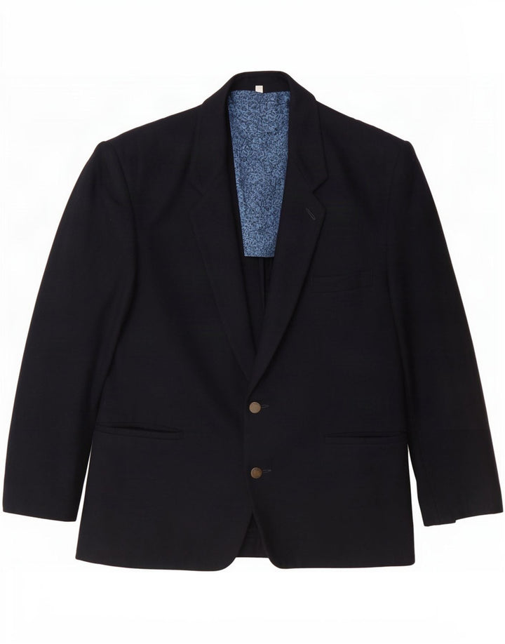 Giacca blazer da uomo a 2 bottoni Pollini UK 38 lana blu navy media