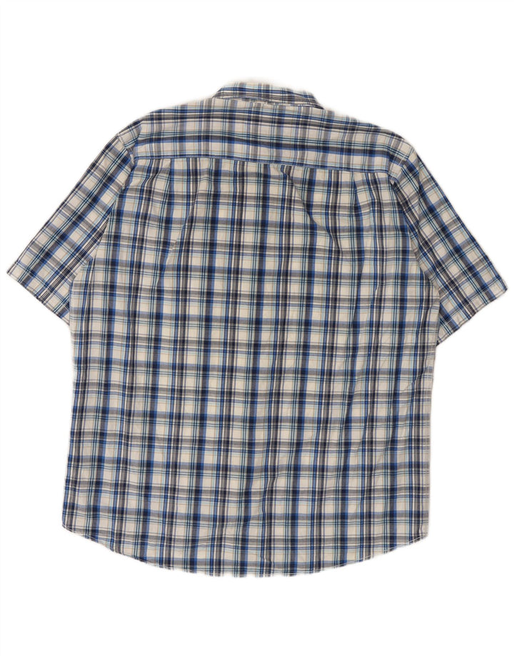 JAMES PRINGLE Camicia a maniche corte da uomo in cotone a quadri blu grandi