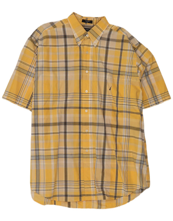 Camicia a maniche corte da uomo Nautica XL in cotone a quadri gialli