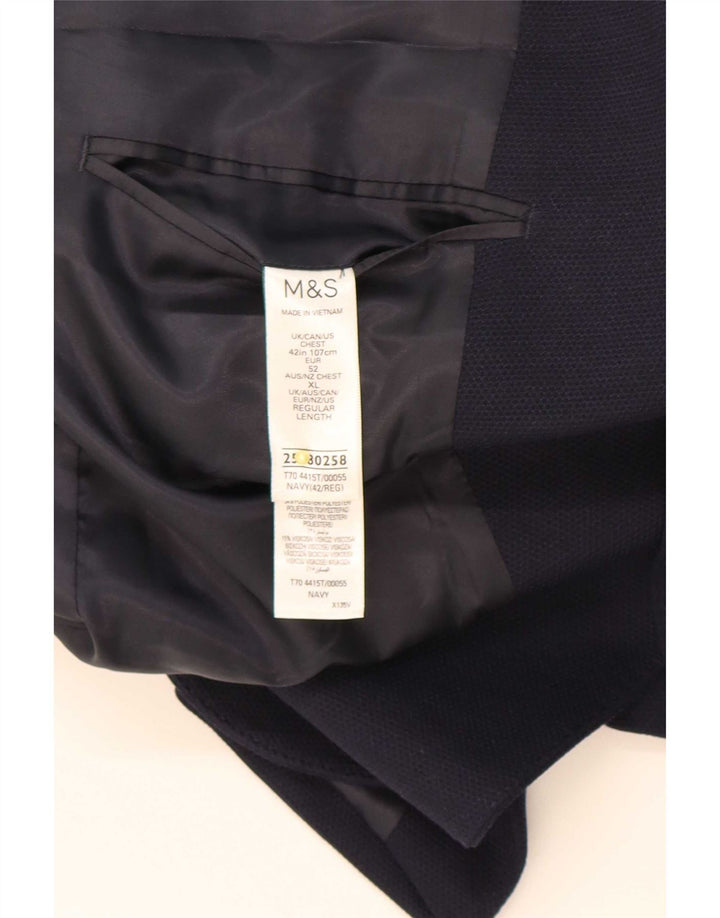 Giacca blazer a 2 bottoni da uomo Marks & Spencer UK 42 Large blu navy in poliammide