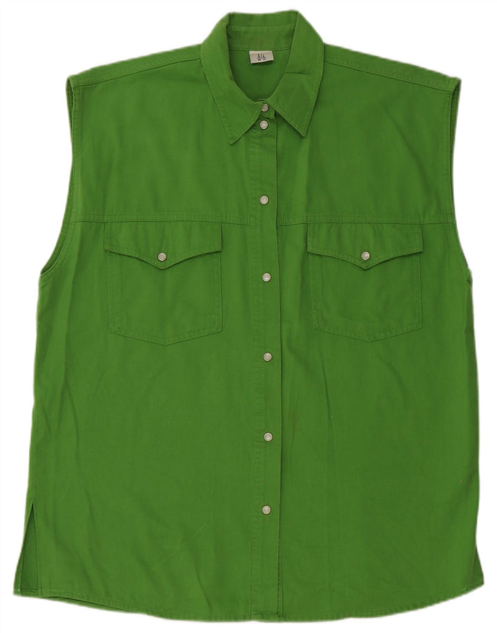 Camicia oversize senza maniche vintage da donna EU 40 cotone verde medio