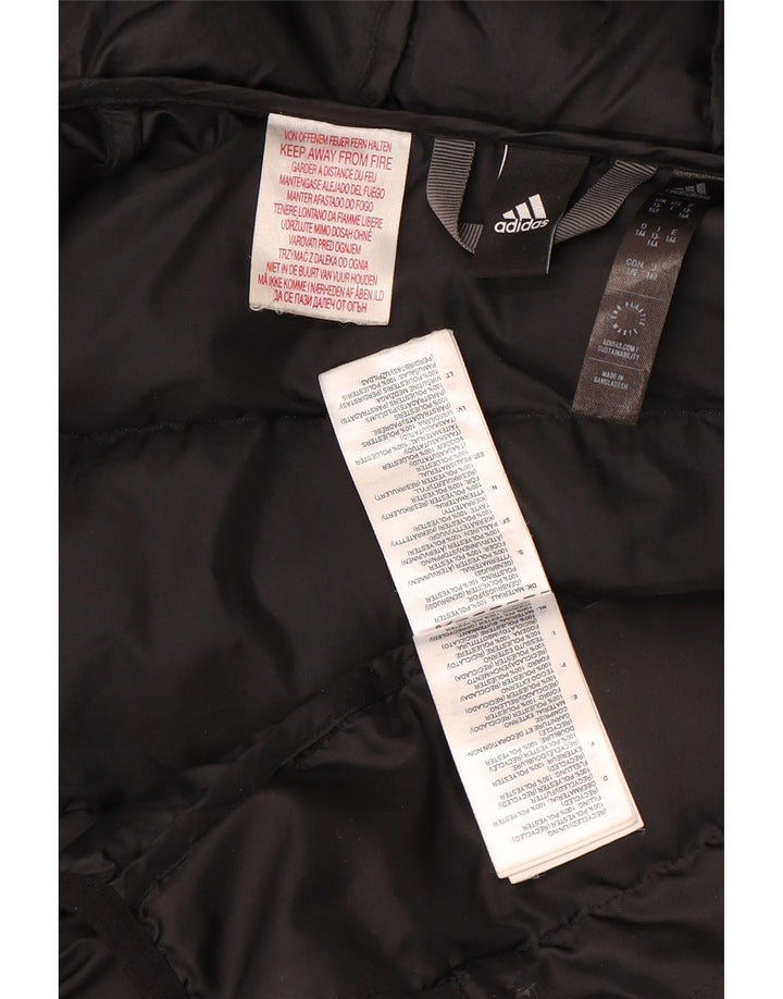 Giacca imbottita con cappuccio Adidas da ragazzo 13-14 anni in poliestere color block nero