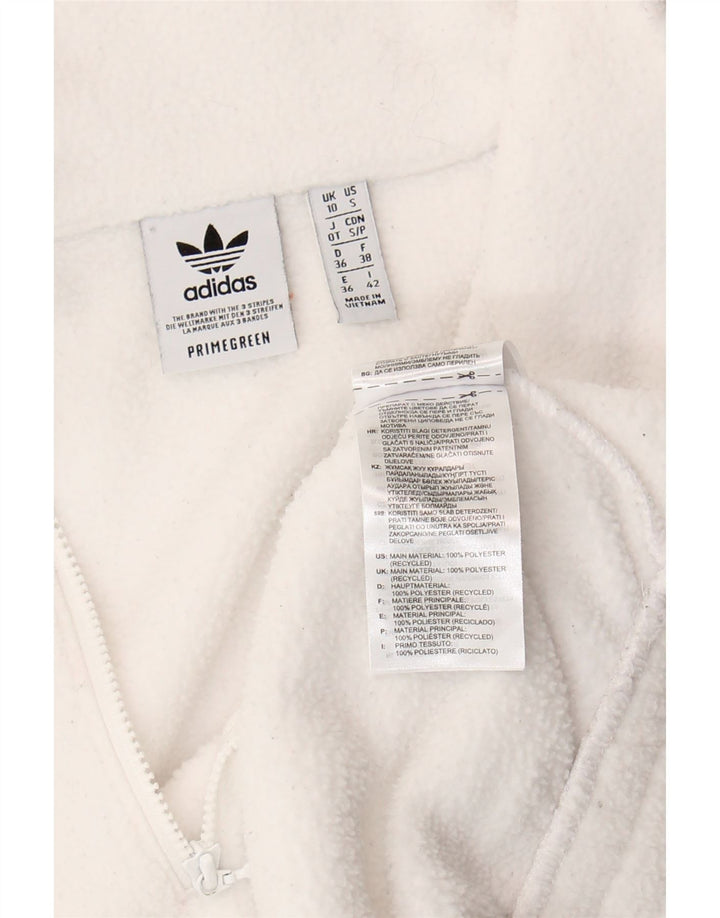 Maglione in pile Adidas da donna oversize con zip e collo UK 10 piccolo poliestere bianco