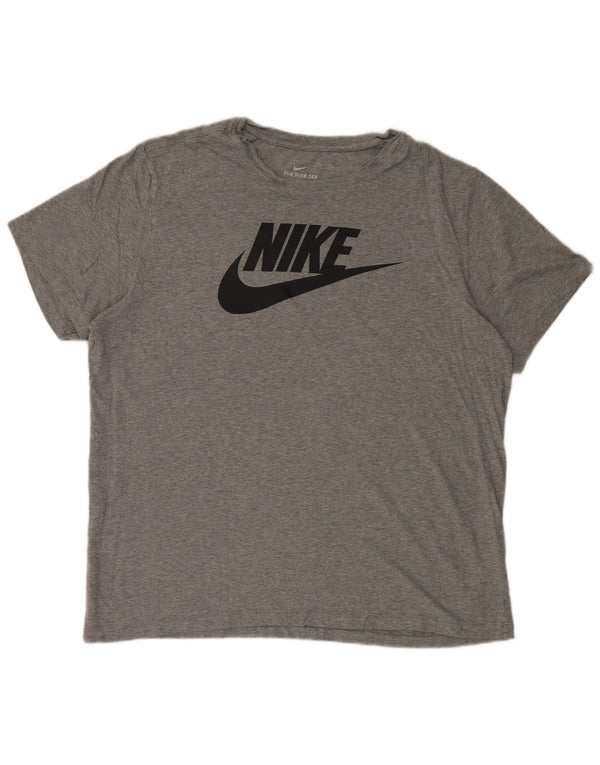 T-shirt grafica da uomo Nike Top XL in cotone chiazzato grigio