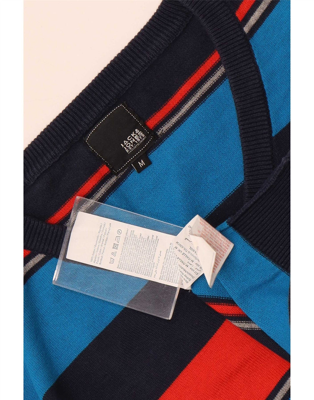 Jack & Jones Maglione da uomo con scollo a V in cotone a righe medio multicolore