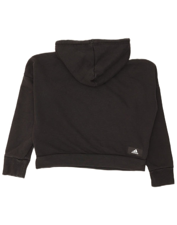 Maglione con cappuccio grafico oversize da donna Adidas UK 4/6 XS cotone nero