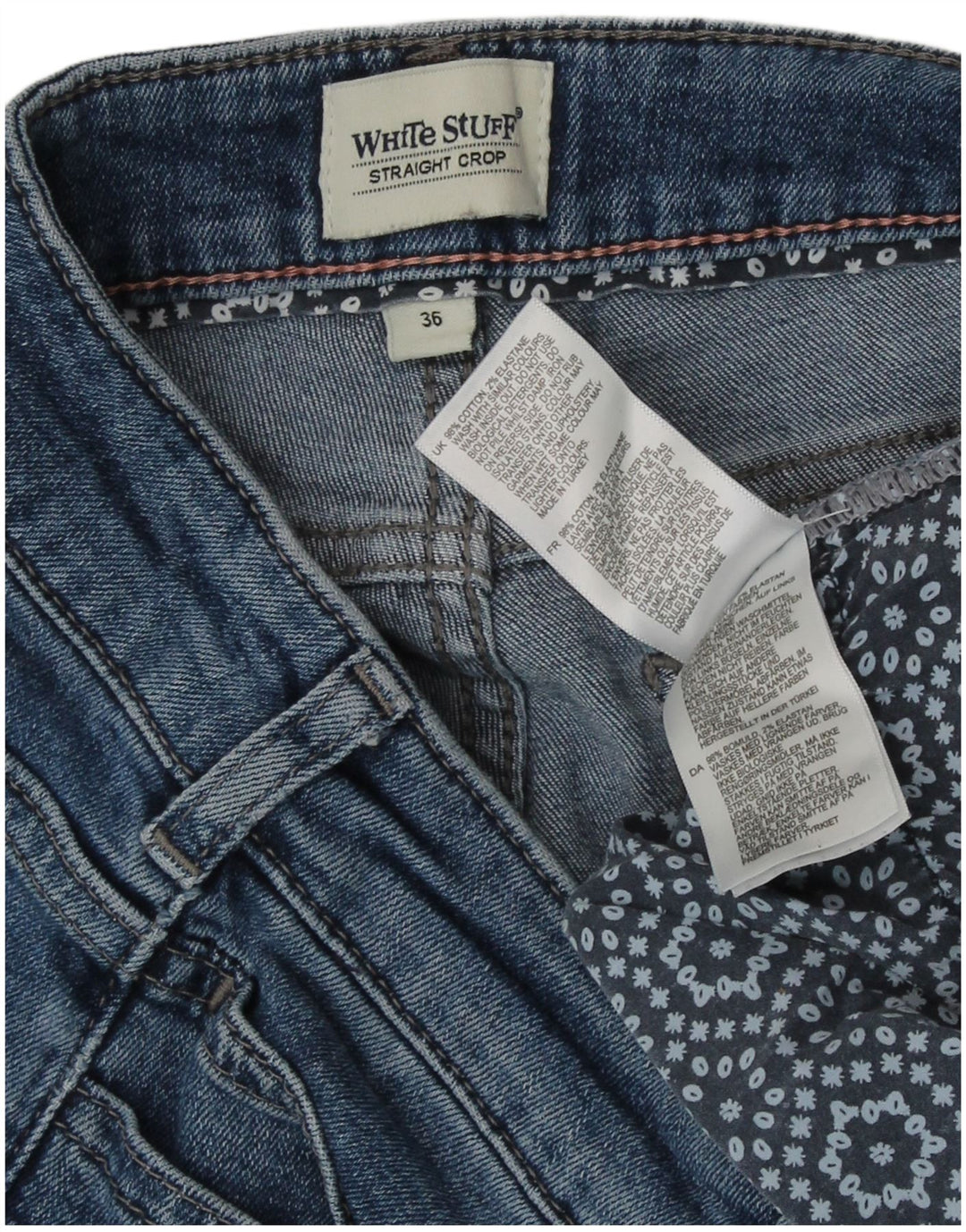 Jeans corti dritti da donna di White Stuff EU 36 Small W26 L24 Cotone blu