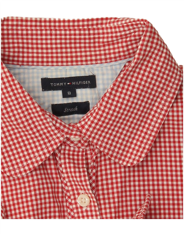 Camicia a maniche corte da donna Tommy Hilfiger US 8 Medium Red Gingham