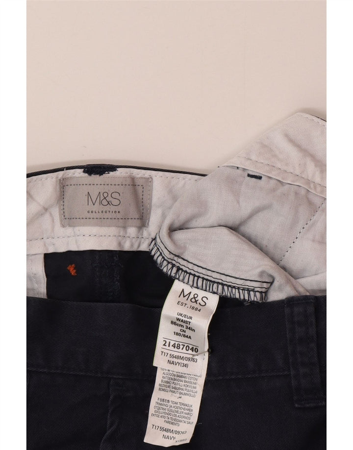 Pantaloncini chino da uomo Marks & Spencer W34 grandi in cotone blu navy