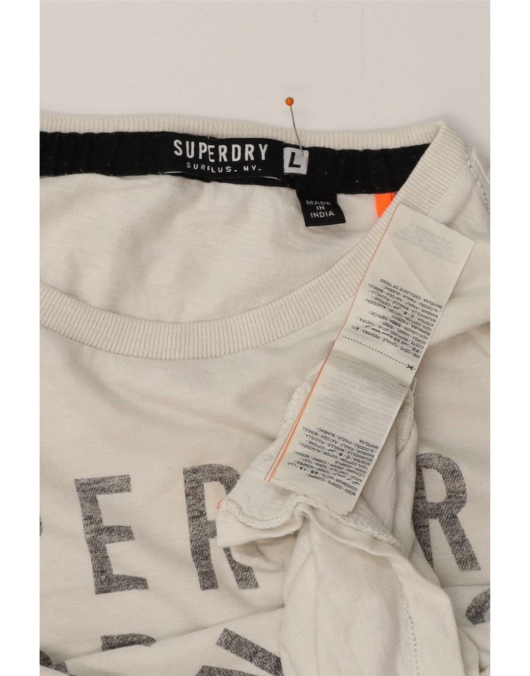 SUPERDRY Top grafico da uomo a maniche lunghe in cotone bianco grande