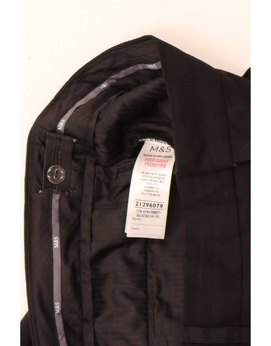 Pantaloni da abito slim Marks & Spencer da ragazzo 14-15 anni W30 L30 poliestere nero