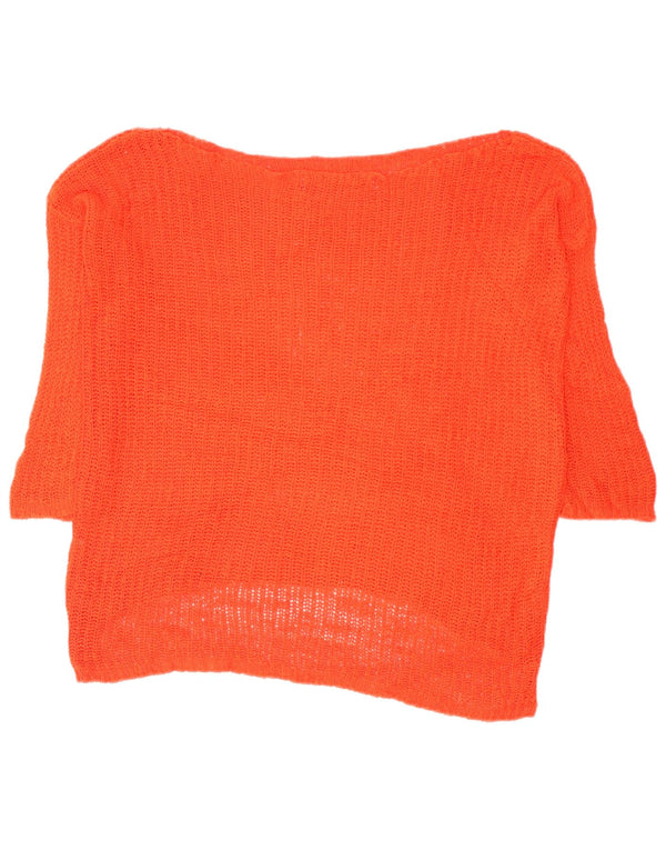 Maglione vintage da donna con scollo a barca con maniche a 3/4 UK 14 Arancione medio