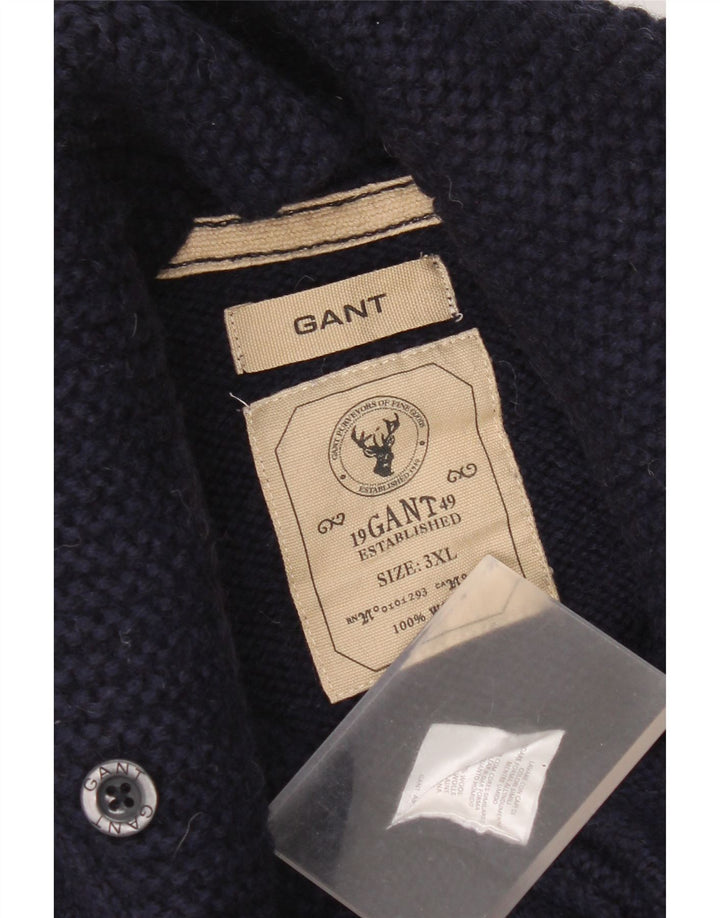 Gant Maglione da uomo con collo a scialle 3XL in lana blu navy