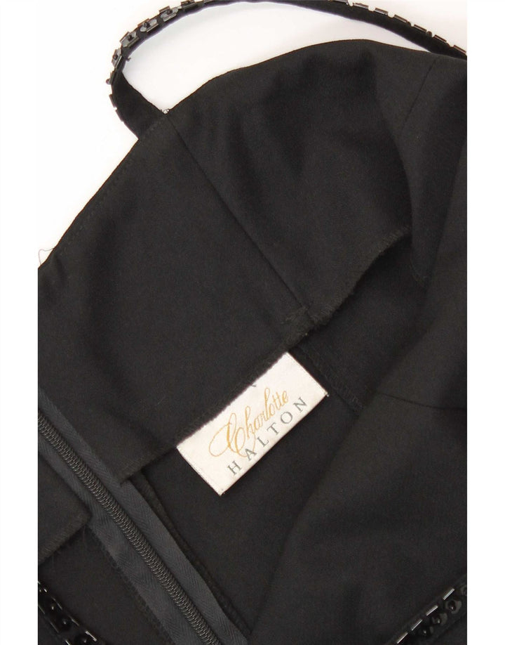 Mini abito halter da donna Charlotte Halton UK 12 poliestere nero medio