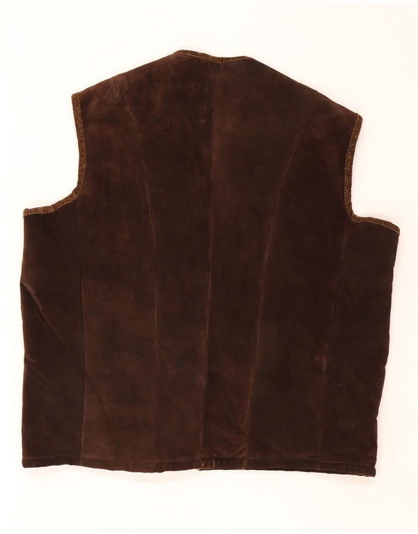 Gilet vintage da uomo in pelle scamosciata UK 42 XL Marrone