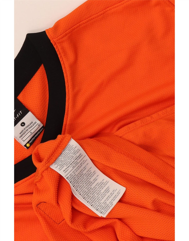 Maglia Nike Dri Fit da uomo a maniche lunghe, grande, in poliestere color block arancione