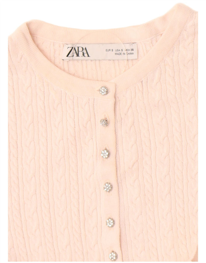 Maglione cardigan corto da donna Zara UK 8 piccolo rosa