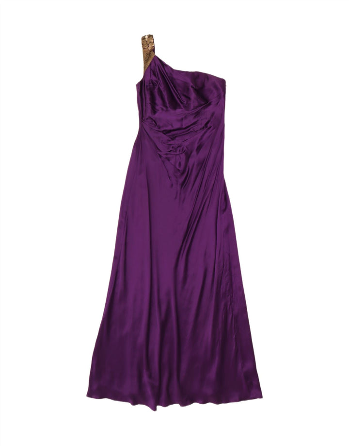 MONSOON Womens One Shoulder Dress UK 10 Small  Purple Silk
