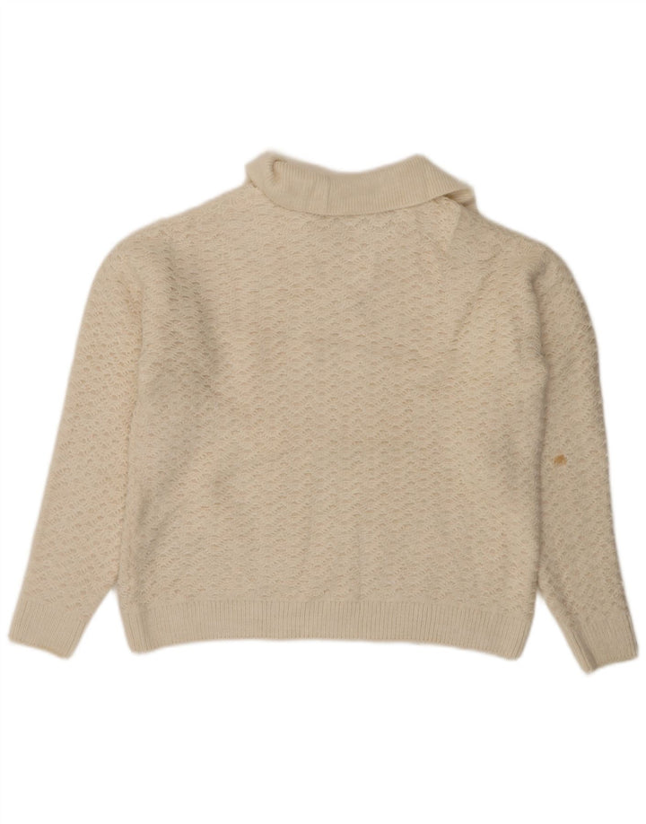 Maglione oversize con collo a polo oversize da donna Marks & Spencer UK 10 piccolo bianco