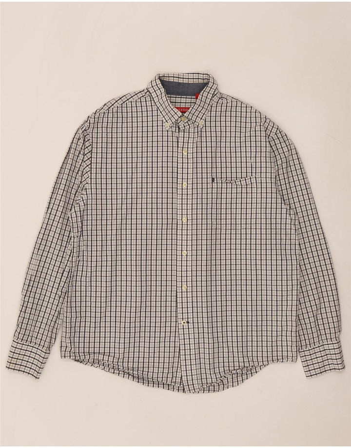 Camicia da uomo Izod in cotone a quadri bianchi grandi