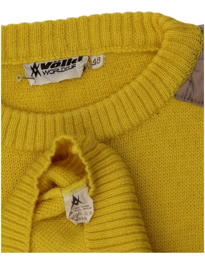 Maglione maglione girocollo da uomo Volkl IT 48 piccolo in lana a righe gialle