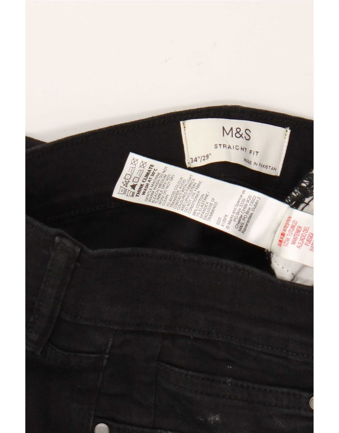 Jeans dritti da uomo Marks & Spencer W34 L29 cotone nero