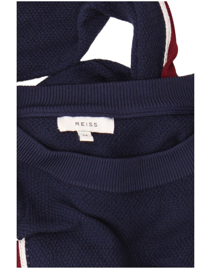 Maglione maglione girocollo da uomo Reiss a righe blu navy medio