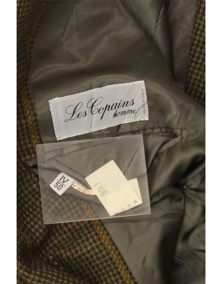 Giacca blazer da uomo a 2 bottoni Les Copains IT 50 grande lana a quadri verdi