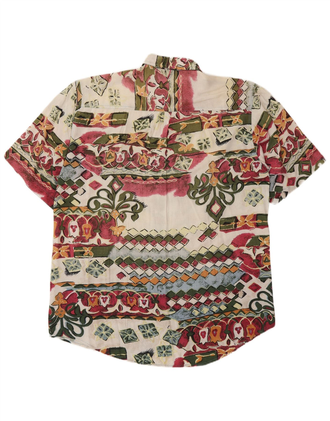 Camicia a maniche corte vintage da uomo con motivo astratto, grande, multicolore