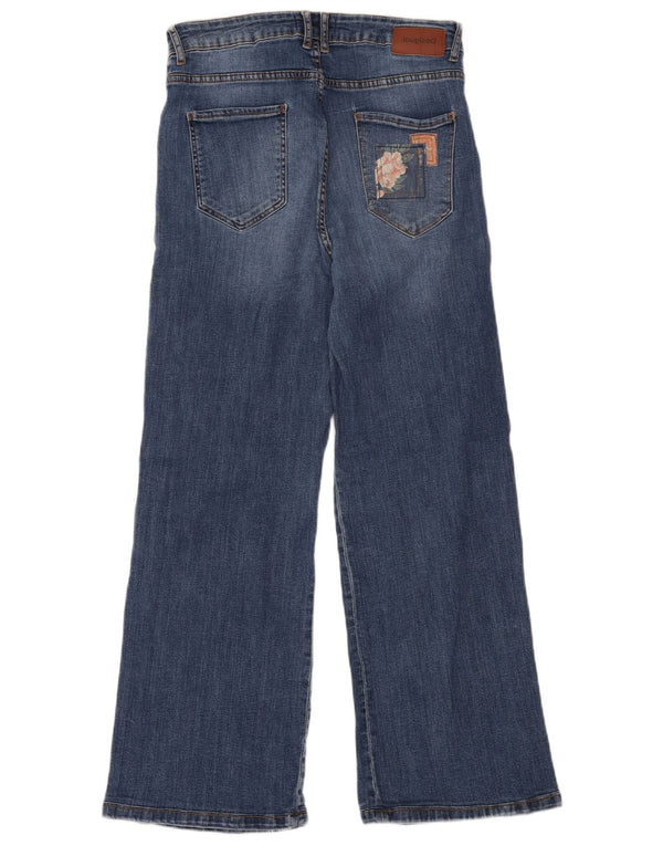 Jeans Desigual da donna a vita alta a gamba larga EU 30 XL W30 L29 Patchwork blu