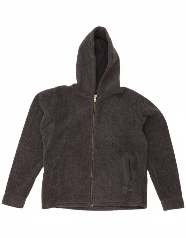 ANIMAL Womens Hooded Fleece Jacket UK 14 Large Grey Polyester