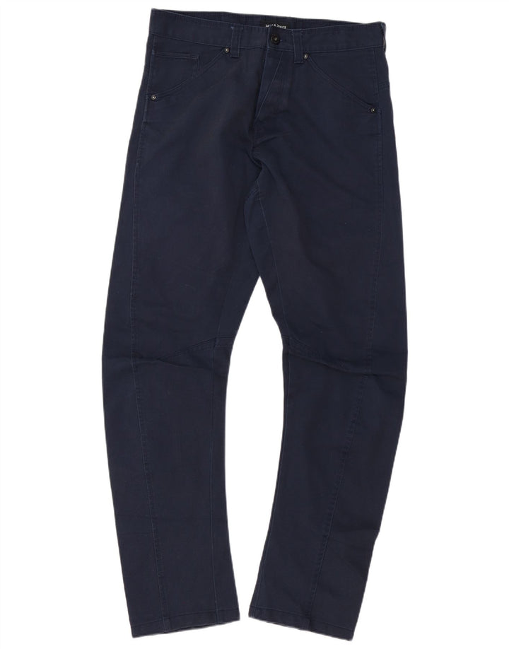 JACK & JONES Pantaloni casual dritti da uomo a banana W32 L32 in cotone blu navy