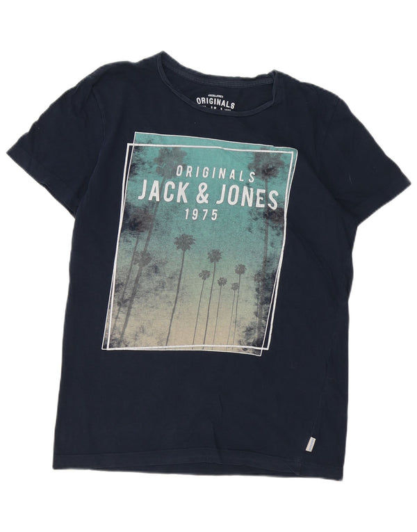T-shirt grafica da uomo Jack & Jones Top in cotone blu navy medio