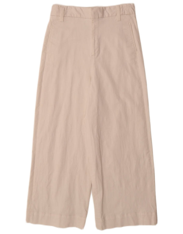 Pantaloni casual a gamba larga a vita alta da donna Zara medi W28 L26 cotone bianco