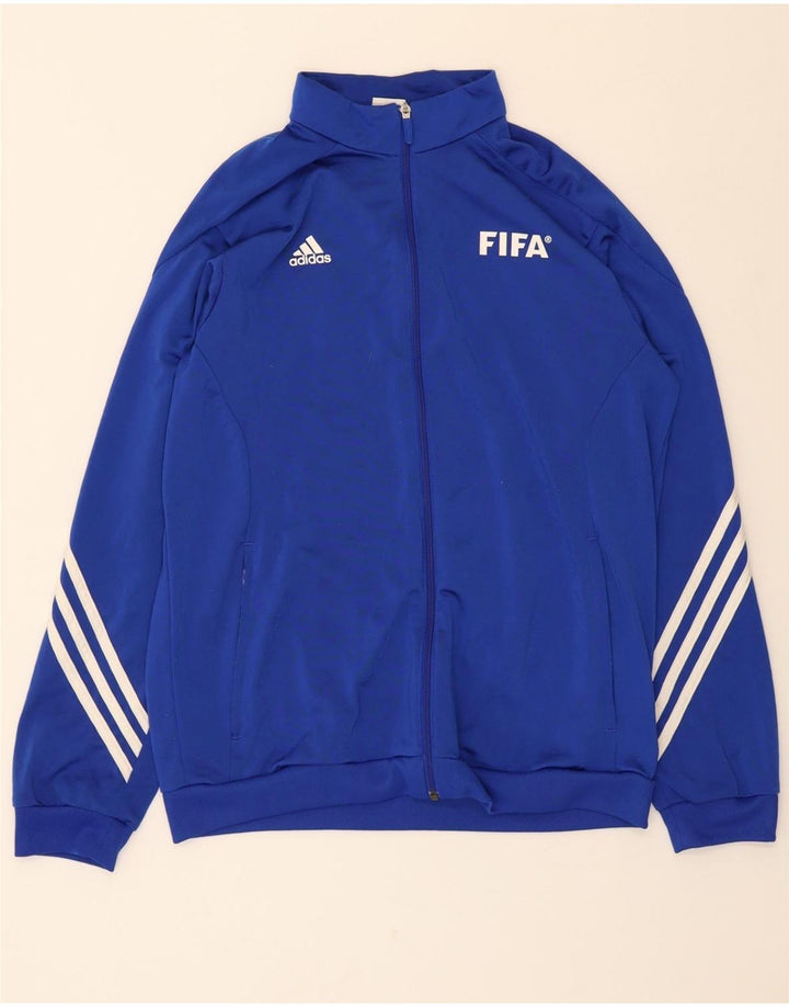 ADIDAS Mens Tracksuit Top Jacket Large Blue Polyester Vintage Adidas and Second-Hand Adidas from Messina Hembry 