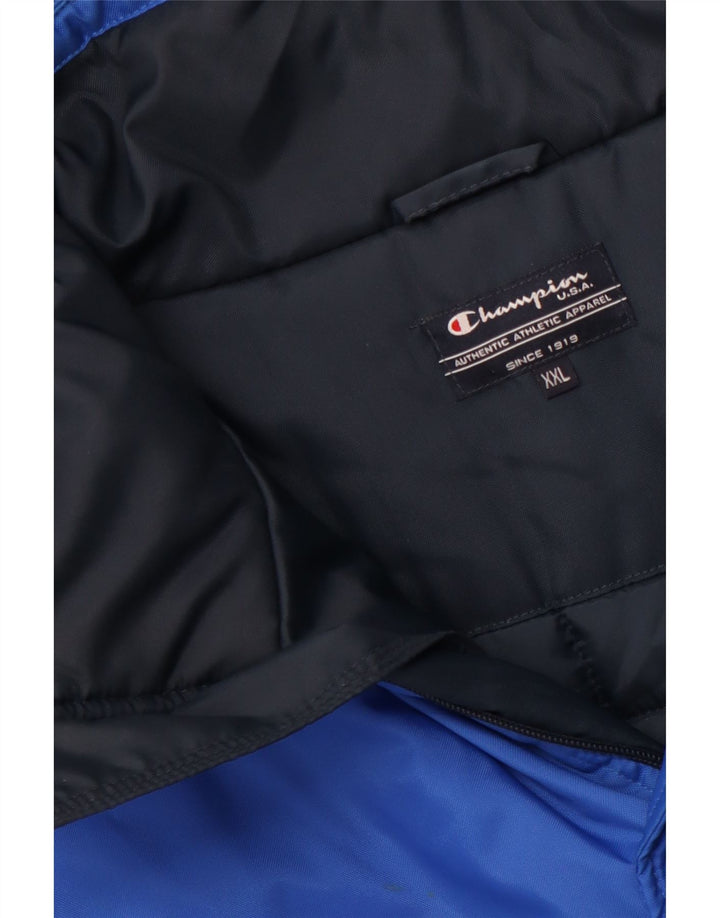 CHAMPION Cappotto imbottito con cappuccio vestibilità ampia da uomo UK 44 2XL Poliammide blu