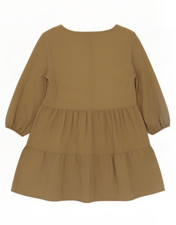 Abito Zara da donna con maniche a 3/4 a strati UK 16 Large Khaki Lyocell