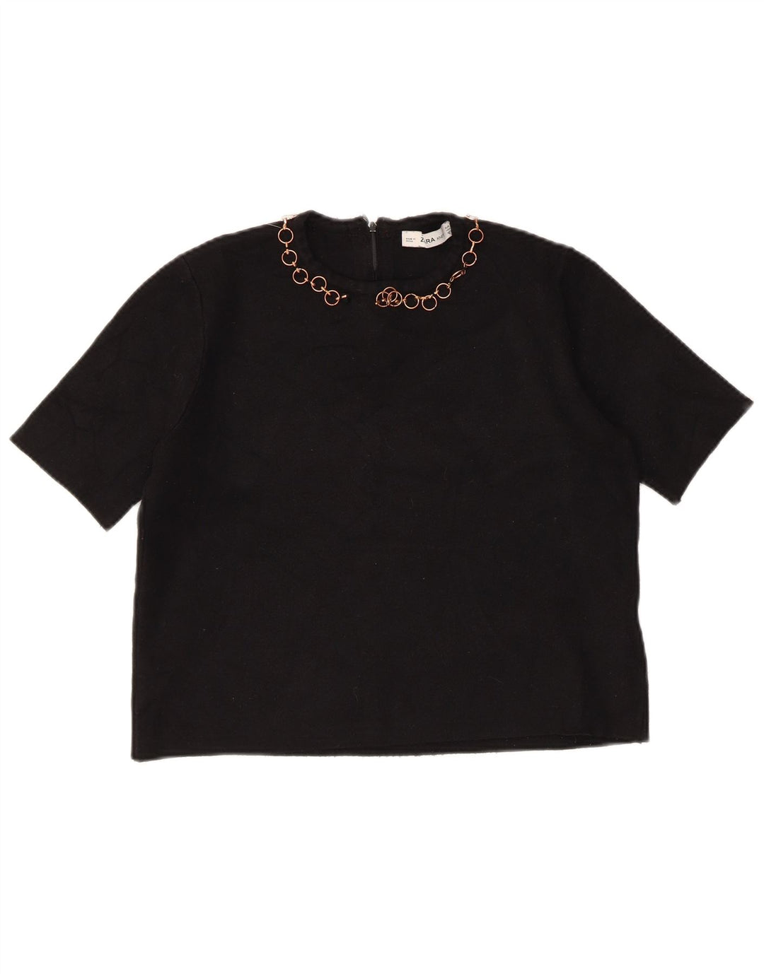 Top corto da donna Zara in camicetta UK 12 viscosa nera media