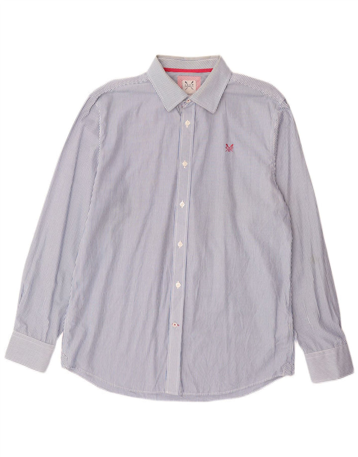 CREW CLOTHING Camicia da uomo dalla vestibilità classica, in cotone gessato blu grande