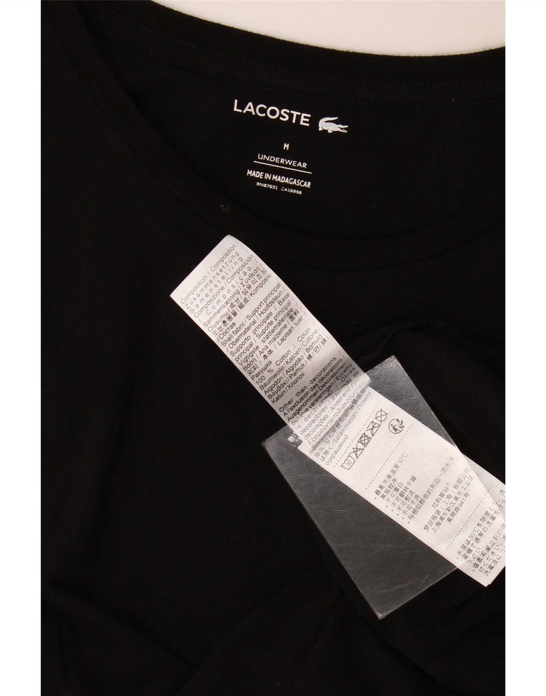 T-shirt da donna Lacoste Top UK 14 Medium Nero Cotone