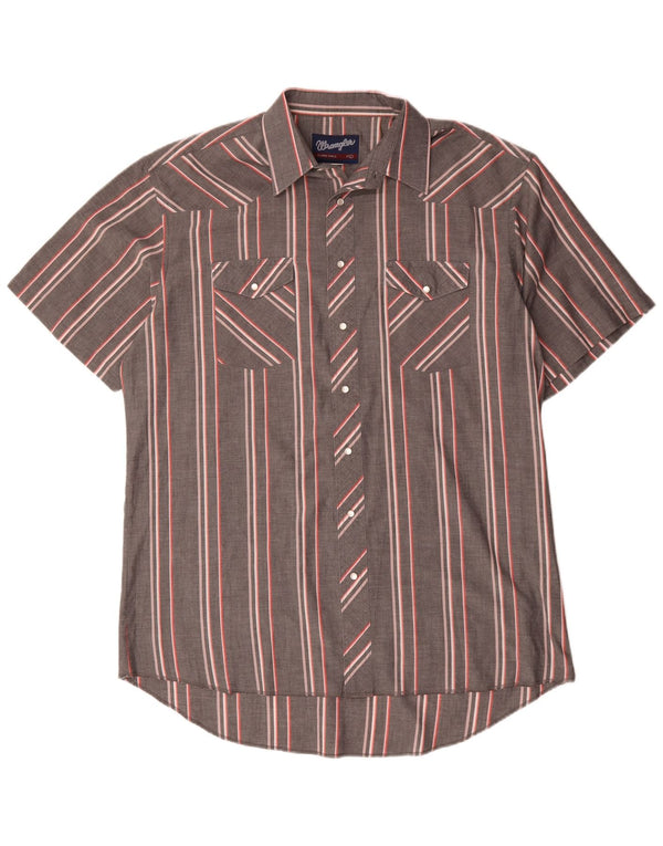 Camicia a maniche corte da uomo Wrangler taglia 17 XL a righe grigie
