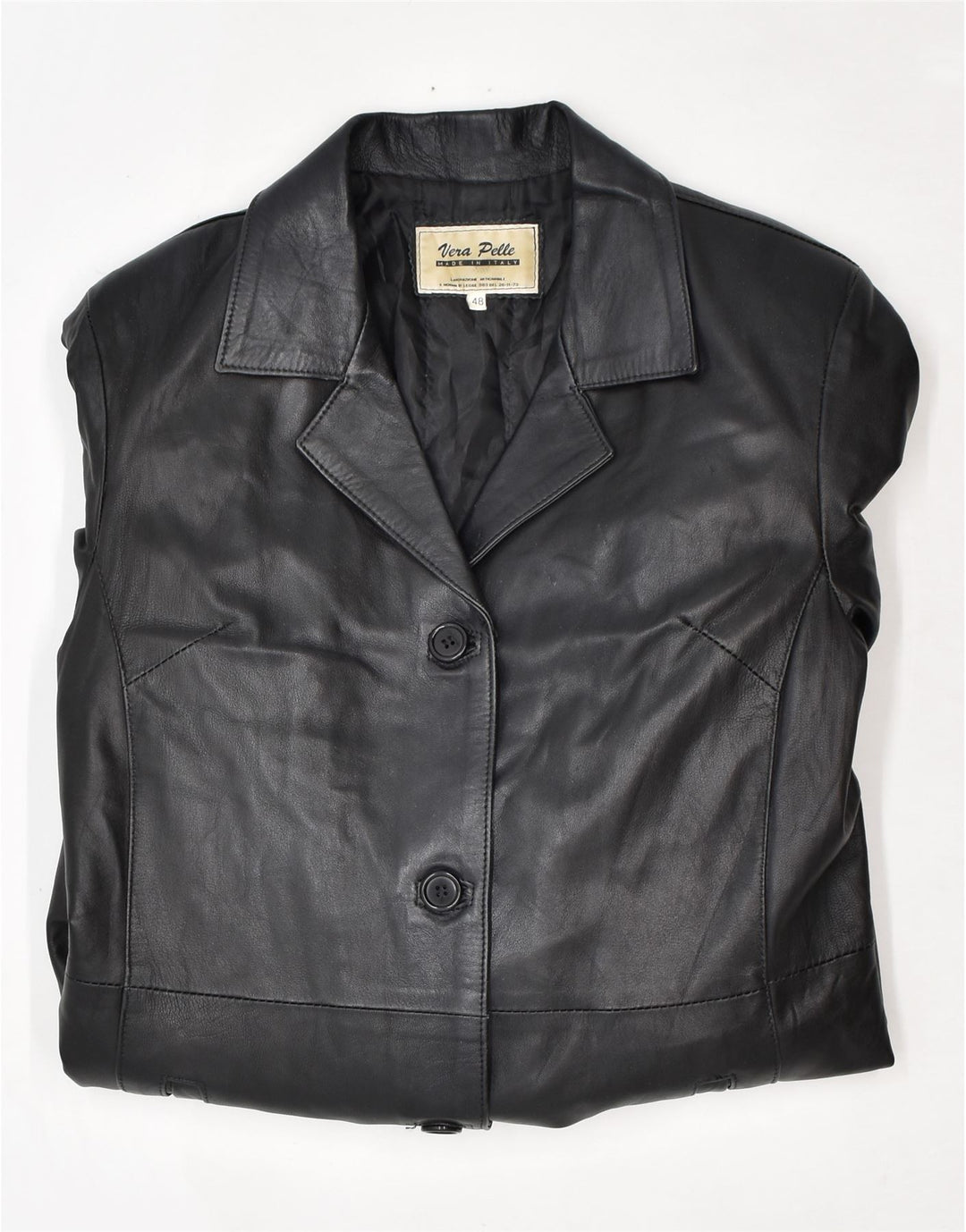 Cappotto in Pelle Donna VINTAGE IT 48 XL Pelle Nera