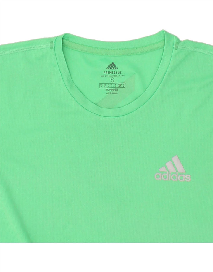 ADIDAS Mens Prime Blue T-Shirt Top Small Green Polyester Vintage Adidas and Second-Hand Adidas from Messina Hembry 