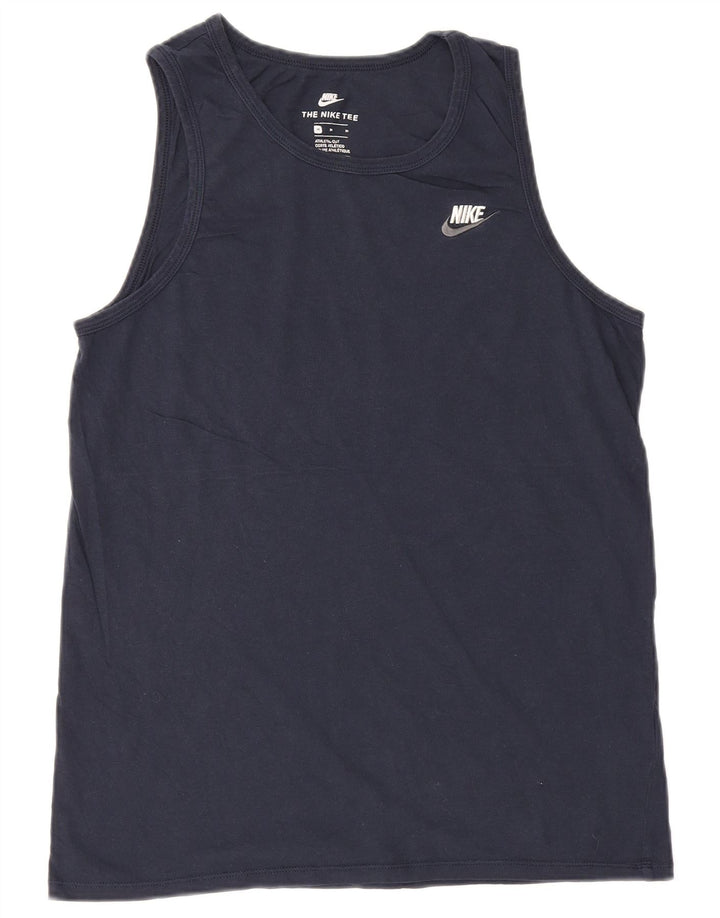Canotta Nike da uomo dal taglio atletico, cotone medio blu navy