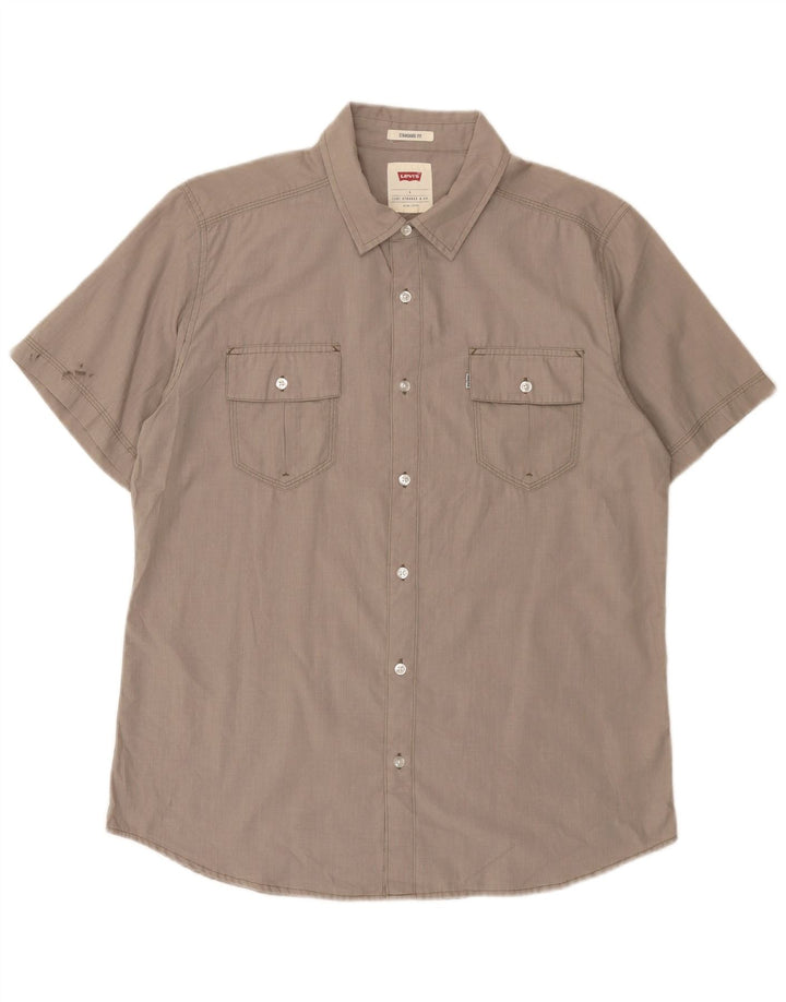 Camicia Levi's da uomo a maniche corte vestibilità standard, grande in cotone grigio