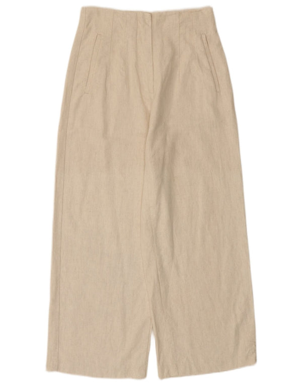 Pantaloni corti da donna Zara a gamba larga medi W28 L25 in cotone bianco sporco