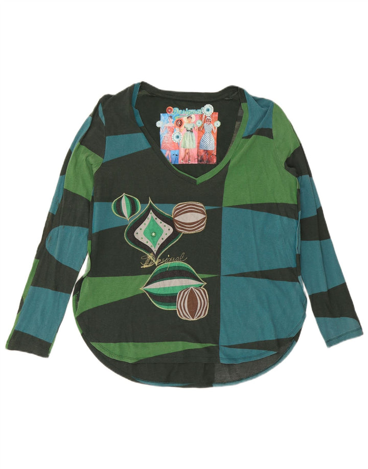 Desigual Womens Graphic Top manica lunga UK 20 2XL multicolore geometrico